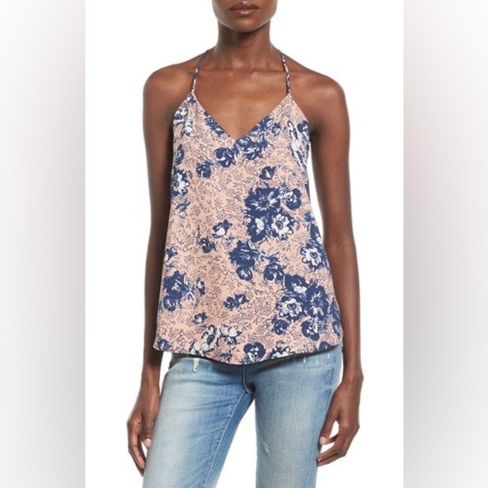 4SI3NNA Pink and navy floral camisole, size S. From Nordstrom. EUC